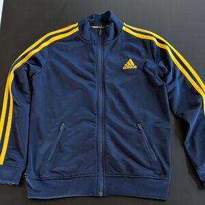 Adidas Kids Track Jacket in Dark Blue with Gold Stripes